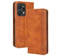 GOKEN Coque Folio Cuir Étui pour Huawei Honor X7a, Antichoc Portefeuille Housse vec Fentes pour Cartes, PU/TPU Bumper Protection Case Cover Fermeture Magnétique (Marron)
