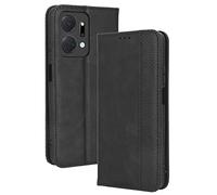 GOKEN Coque Folio Cuir Étui pour Huawei Honor X7a, Antichoc Portefeuille Housse vec Fentes pour Cartes, PU/TPU Bumper Protection Case Cover Fermeture Magnétique (Noir)