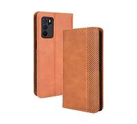 GOKEN Coque Folio Cuir Étui pour Oppo A16 / Oppo A54s / Oppo A16s, Antichoc Portefeuille Housse vec Fentes pour Cartes, PU/TPU Bumper Protection Case Cover Fermeture Magnétique (Marron)