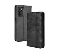 GOKEN Coque Folio Cuir Étui pour Oppo A16 / Oppo A54s / Oppo A16s, Antichoc Portefeuille Housse vec Fentes pour Cartes, PU/TPU Bumper Protection Case Cover Fermeture Magnétique (Noir)