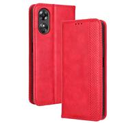 GOKEN Coque Folio Cuir Étui pour Oppo A17 4G, Antichoc Portefeuille Housse vec Fentes pour Cartes, PU/TPU Bumper Protection Case Cover Fermeture Magnétique (Rouge)
