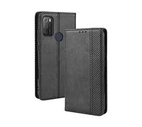 GOKEN Coque Folio Cuir Étui pour TCL 20Y / TCL 20E, Antichoc Portefeuille Housse vec Fentes pour Cartes, PU/TPU Bumper Protection Case Cover Fermeture Magnétique (Noir)