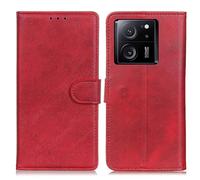 GOKEN Coque Folio Cuir Étui pour Xiaomi 13T / Xiaomi 13T Pro, Antichoc Portefeuille Housse vec Fentes pour Cartes, PU/TPU Bumper Protection Case Cover tand Fonction (Rouge)