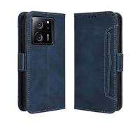 GOKEN Coque Folio Cuir Étui pour Xiaomi 13T / Xiaomi 13T Pro, Antichoc Portefeuille Housse vec Fentes pour Cartes, PU/TPU Bumper Protection Case Cover Fermeture Magnétique -Bleu