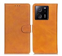 GOKEN Coque Folio Cuir Étui pour Xiaomi 13T / Xiaomi 13T Pro, Antichoc Portefeuille Housse vec Fentes pour Cartes, PU/TPU Bumper Protection Case Cover tand Fonction (Marron)