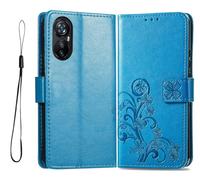 GOKEN Coque pour Blackview A200 Pro, PU Cuir Housse TPU Flip Portefeuille Etui avec Carte Fente & Stand Fonction & Motif Relief, Magnétique Protection Case Cover/Bleu