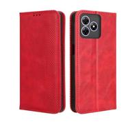 GOKEN Coque pour Blackview Wave 8 / Wave 8C / Oscal Flat 2 - Housse en Cuir Synthétique avec Rabat Magnétique, Étui Portefeuille Antichoc avec Support et Emplacements pour Cartes, Silicone -Rouge