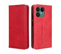 GOKEN Coque pour Fairphone 6 - Housse en Cuir Synthétique avec Rabat Magnétique, Étui Portefeuille Antichoc avec Support et Emplacements pour Cartes, Silicone -Rouge