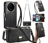 GOKEN Coque pour Honor Magic 8 Pro 5G - Housse en Cuir PU avec Rabat Magnétique, Étui Fermeture Portefeuille Antichoc avec Support Pliable - Noir