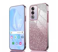 GOKEN Coque pour Oppo A80 5G - Housse Antichoc en Silicone Souple, Étui avec Bords Électroplatinés et Carte à Paillettes Intégrée, Cover Case, Rose Dégradé