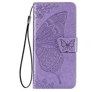 GOKEN Coque pour Realme C21Y (Realme C21-Y)/ Realme C25Y, PU Cuir Housse TPU Flip Portefeuille Etui avec Carte Fente & Stand Fonction & Motif Relief, Magnétique Protection Case Cover, Violet Clair