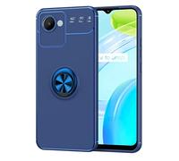 GOKEN Coque pour Realme C30 4G, TPU Silicone en Gel Antichoc Housse Protection Étui, Bumper Protection Case Cover avec Anti-Scratch, Anneau Rotation de 360 ° Degres, Bleu+Bleu