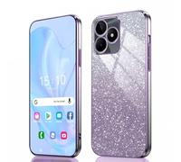 GOKEN Coque pour Realme C53 / Realme C51 - Housse Antichoc en Silicone Souple, Étui avec Bords Électroplatinés et Carte à Paillettes Intégrée, Cover Case, Violet Dégradé
