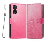 GOKEN Coque pour TCL 505, PU Cuir Housse TPU Flip Portefeuille Etui avec Carte Fente & Stand Fonction & Motif Relief, Magnétique Protection Case Cover, Rouge