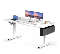 GOKHOMX Bureau Assis Debout Électrique 160x75cm,Reglable en Hauteur 70 et 117,5 cm,avec Lumineuse,USB, Sac et Crochet,2 Fonction Mémoire,Bureau Gaming Electrique Rrgonomique,Blanc