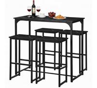 GOKHOMX Ensemble Table et 4 Chaises Salle a Manger, Table de Bar Haute Mange Debout Bois avec 4 Tabourets, pour Petit Espace Cuisine Salle à Manger Salon Bar ou Balcon (Effet Marbre Noir)