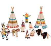 Jouet en bois Set Tipis (maisons) de Poupées Camp Indiens 14 pièces G