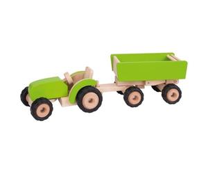 Goki - 2041281 - Figurine Transport Et Circulation - Tracteur en Vert avec Remorque