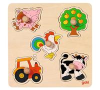 Goki - 2041540 - Puzzle En Bois À Encastrement - À La Campagne - 15 Pièces, White