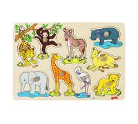 Goki - 2041551 - Puzzle En Bois À Encastrement - Africaine Jeunes Animaux - 9 Pi