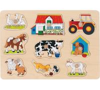 Goki - 2041556 - Puzzle En Bois À Encastrement - Ferme I - 9 Pièces