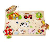 Goki - 2041558 - Puzzle en Bois À Encastrement - Ferme VI - 9 Pièces