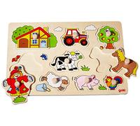 Goki - 2041558 - Puzzle En Bois À Encastrement - Ferme Vi - 9 Pièces