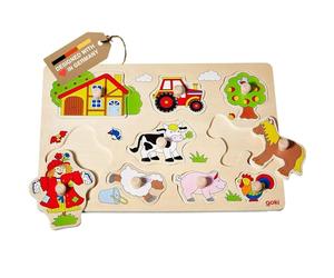 Goki - 2041558 - Puzzle en Bois À Encastrement - Ferme VI - 9 Pièces