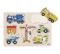 Goki - 2041560 - Puzzle En Bois À Encastrement - Véhicules De Construction - 7 Pièces
