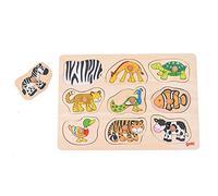 Goki - 2041568 - Puzzle en Bois À Encastrement - Ce Qui Appartient À Qui? - 9 Pièces