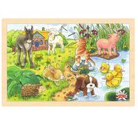 Goki - 2041637 - Puzzle En Bois À Encastrement - Les Jeunes Animaux Ii - 24 Pièces