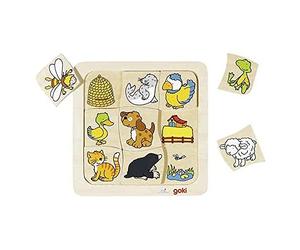 Goki - 2041687 - Puzzle En Bois À Encastrement - Qui Vit Où?