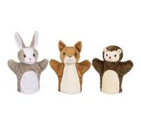 Goki Marionnettes 3 animaux 24 cm – écureuil, lapin et hérisson – Multicolore