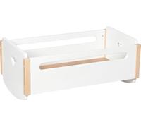 goki 51432 Berceau pour poupée en bois avec patins à bascule en forme de cœur, 52,2 x 30,3 x 22 cm, blanc & naturel, pour poupée