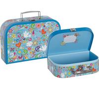 goki 51444 - Lot de 2 valises Love and Peace - Valise de jeu solide au design rétro