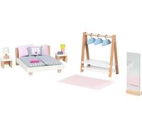 Goki - 51468 - Meubles de poupées Style en Bois, Chambre | 18 éléments
