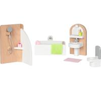 Goki Meubles pour poupée – Salle de bain avec baignoire 51492, multicolore, 11,2x6,2x6 cm
