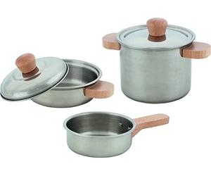goki 51509 - Set de Cuisine étoilée 5 pièces - Grande et Petite Casserole avec Couvercle et poêle - Kit de Jeu pour la Cuisine des Enfants, la Cuisine de poupée et Le Magasin de marchands