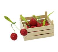 goki 51671 Cerises dans une caisse de fruits, caisse : 13,6 x 10,6 x 6,8 cm,, rouge/naturel (1 set)