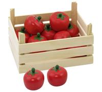 goki 51676 Tomates dans un bac à légumes, bac : 13,6 x 10,6 x 6,8 cm, rouge/naturel (1 set)