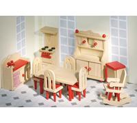 goki 51951 Meubles de poupées cuisine, rouge/naturel (1 kit)