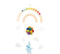 goki 52867 - Éléphant mobile en bois et feutre de laine - Mobiles apaisants - Thème nuages et ballons dans la chambre de bébé - Favorise l'imagination et le développement visuel - 25 x 30 cm - Dès la