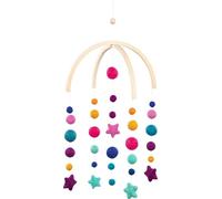goki 52868 - Mobile en bois et feutre de laine, mobile en bois apaisant, thème lune et étoiles dans la chambre de bébé, favorise l'imagination et le développement visuel, 43 x 42 cm, dès la naissance