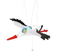 goki 52991 Animal à bascule Cigogne avec bébé, blanc/noir (1 pièce)