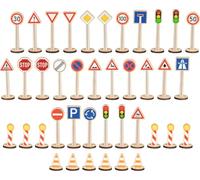 goki 53761 - Mon grand kit de panneaux de signalisation routière en bois - Jouet éducatif pour enfants à partir de 3 ans