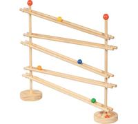goki 53768 - Circuit à billes FlexiTrack en bois 32 pièces avec 5 boules, piste de billes flexible et jouet de motricité pour la construction créative
