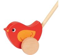 goki 54887 Animal à pousser Petit oiseau H= 10 cm, bois, rouge/naturel