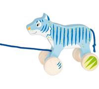 goki 54888 Animal à tirer Tigre 17,6 x 7,6 x 14,8 cm, bois, bleu