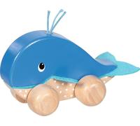 goki 55828 - Véhicule de préhension baleine en bois - Jouet pour bébé avec palmes en feutre - Jouet de motricité à saisir et à pousser - À partir de 1 an