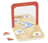 goki 56296 - Jeu de symétrie magique - Jeu en bois avec boîte miroir - 26 pièces et 21 cartes double face - 15,9 x 15,9 x 2 cm - À partir de 4 ans